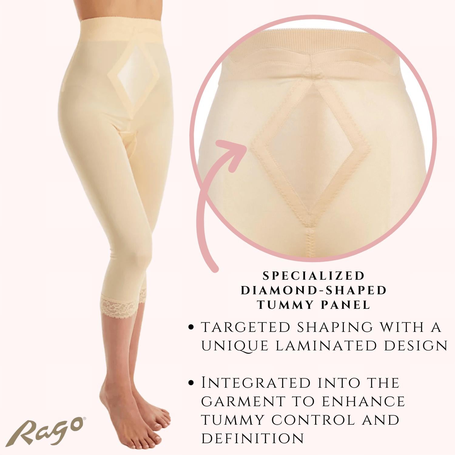 Rago - High Waist Capri Pant Liner With Tummy Control Satin Panel