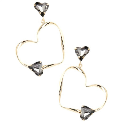 Zenzii - Women's Crystal Hearts Drop Earrings