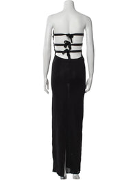 Tom Ford - strapless ling dress with 3 gold circles and tie back
