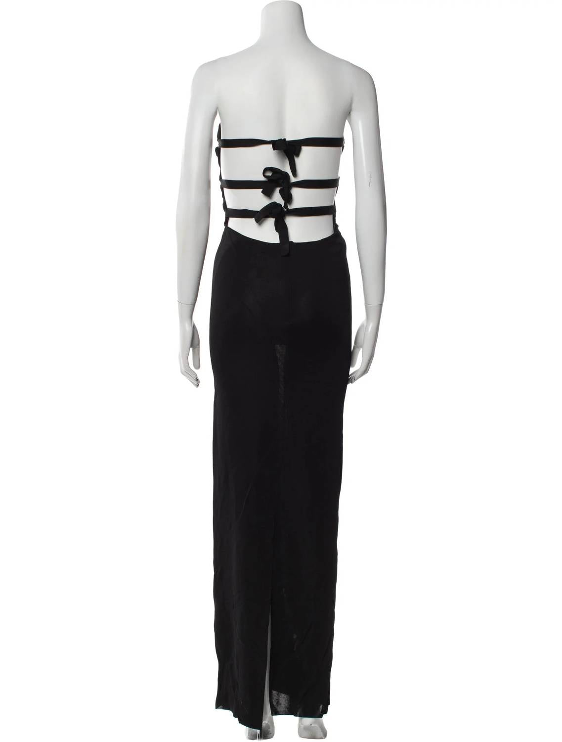 Tom Ford - strapless ling dress with 3 gold circles and tie back