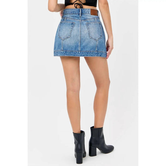 Hidden - Medium Light Button Mini Skirt