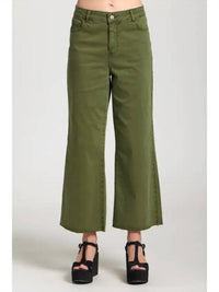 Apny - Wide Leg Crop Pant With Raw Edge Hem