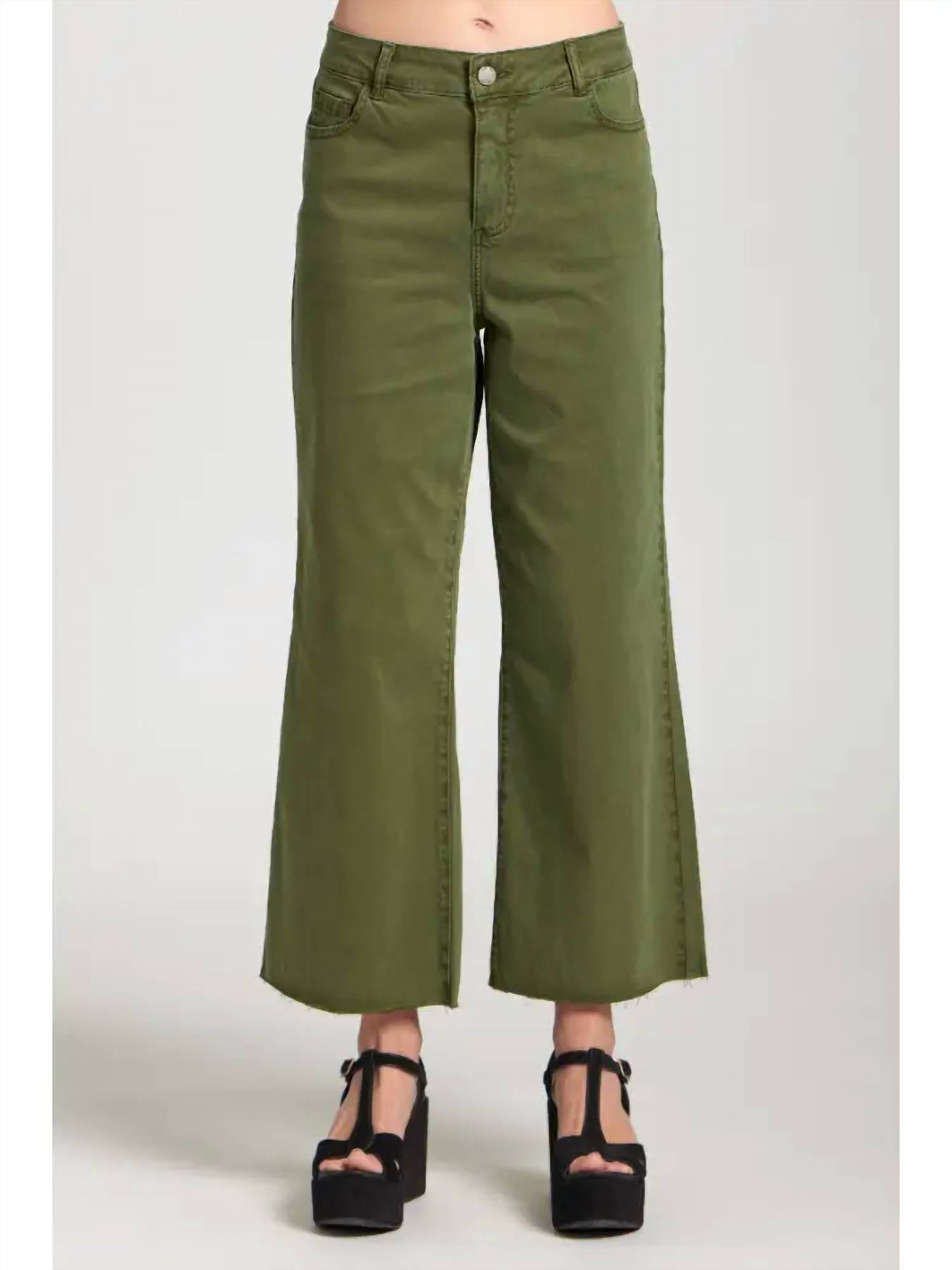 Apny - Wide Leg Crop Pant With Raw Edge Hem