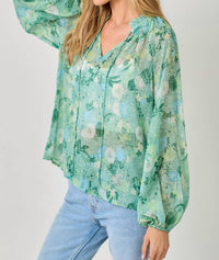 Mystree - Bubble Sleeve Lurex Ruffle Collar Blouse