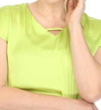 Joseph Ribkoff - Keyhole V-neck Short Sleeve Satin Top