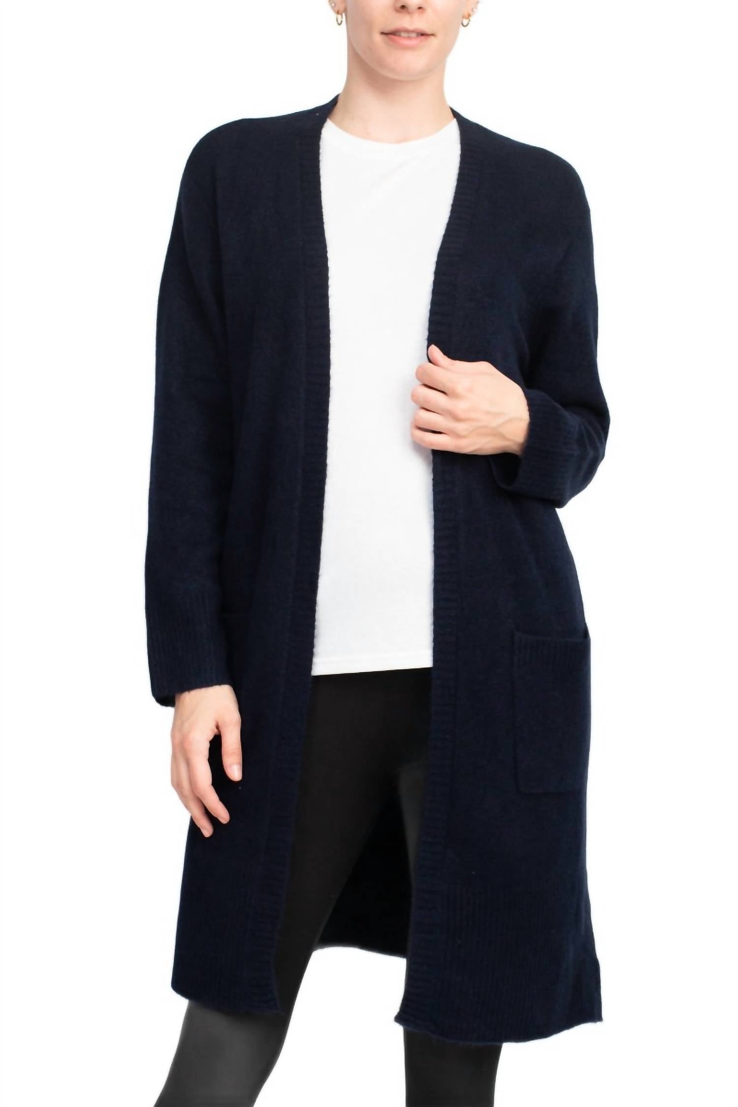 Velvet Heart - Open Front Cardigan With Pockets
