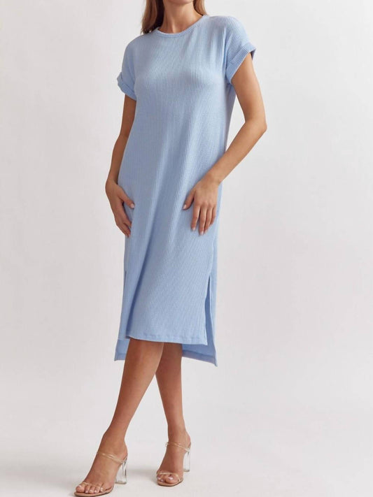 Entro - Ribbed Short Sleeve Midi Dress