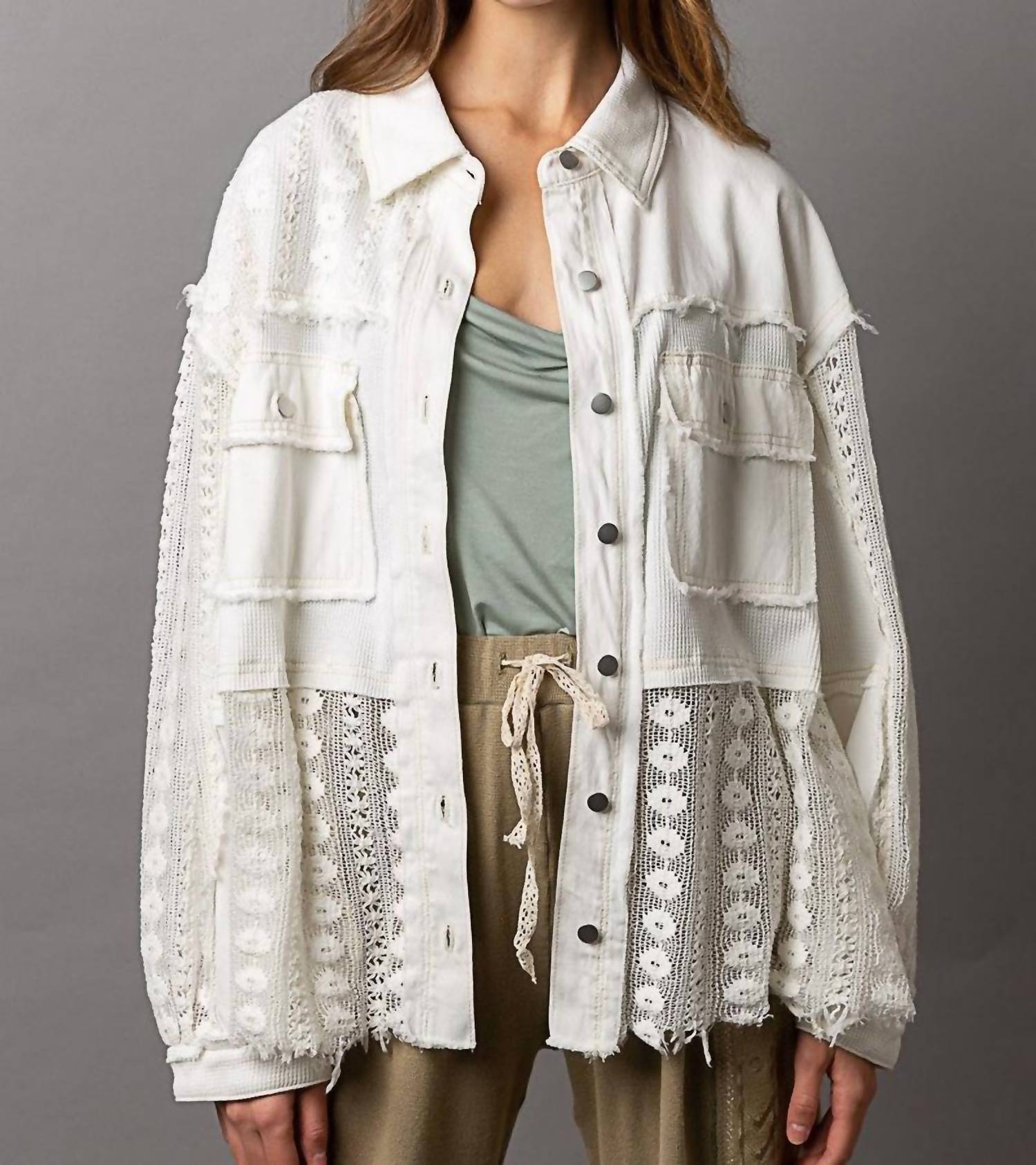 POL My Way Top in ivory - women's long sleeve top
