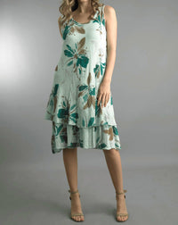 TEMPO PARIS V-neck Short Sleeve Dress in mint - women's dress