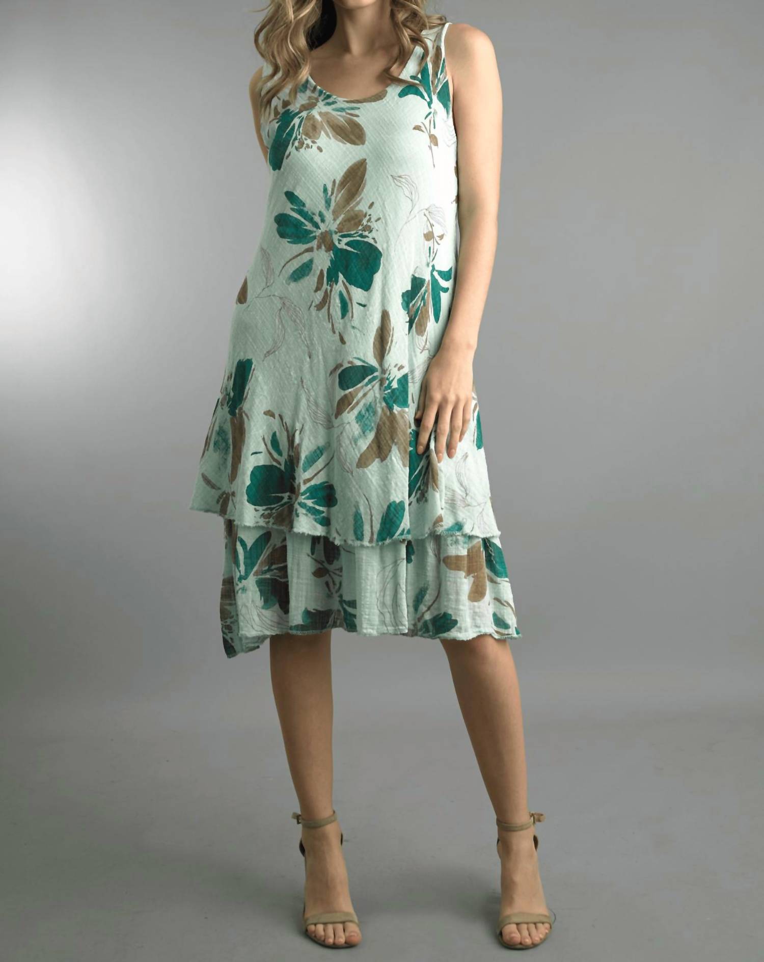 TEMPO PARIS V-neck Short Sleeve Dress in mint - women's dress