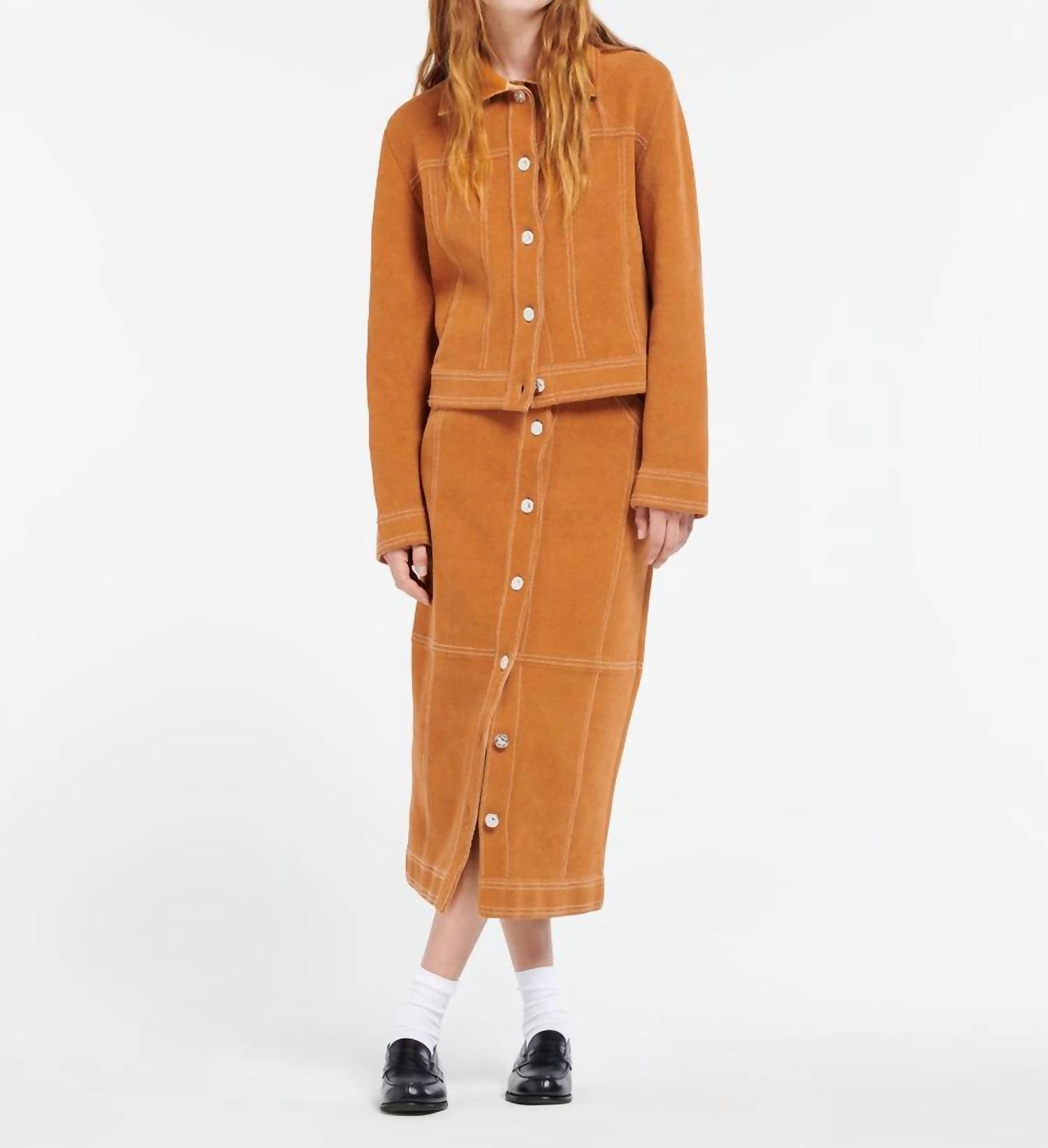 Barrie - Suede Effect Long Midi Skirt