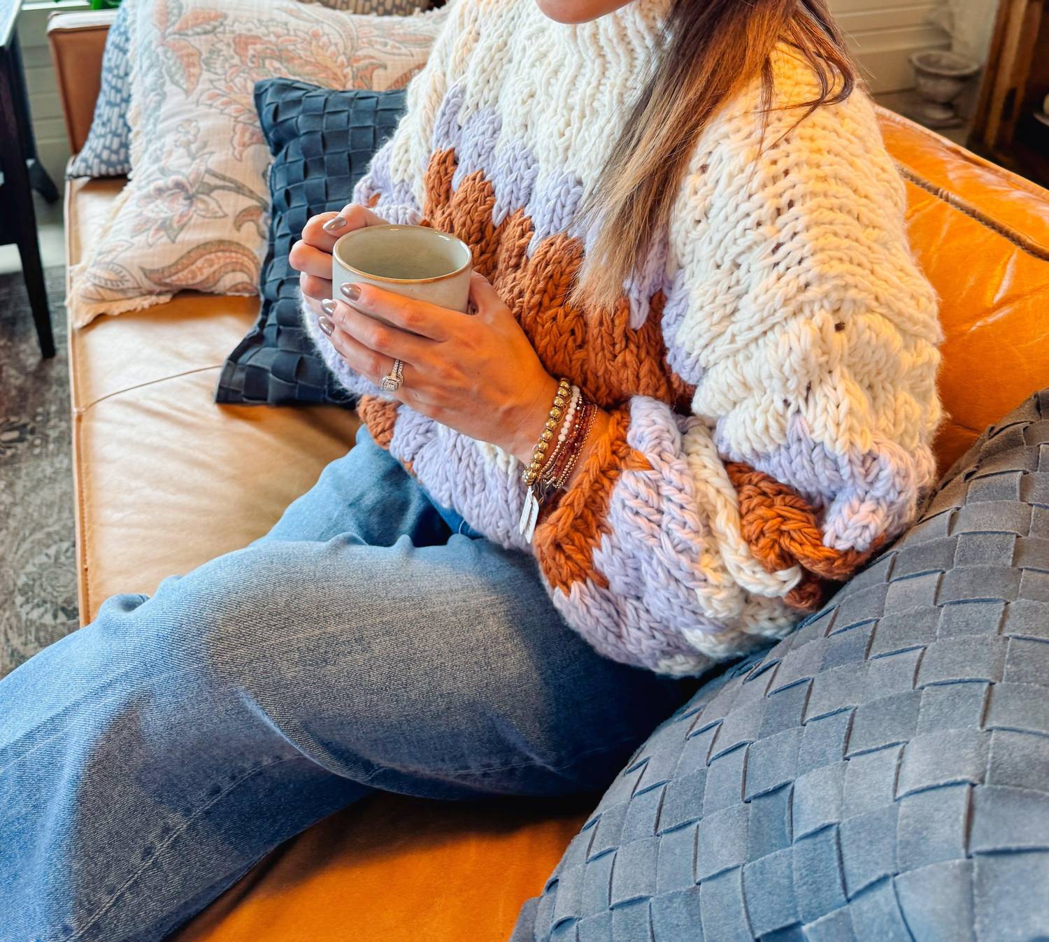 Tolani Graylin Long Sleeve Sweater in multi color - women's sweater - alternate view
