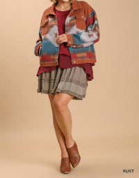 Stone Wash Vintage Pattern Jacket