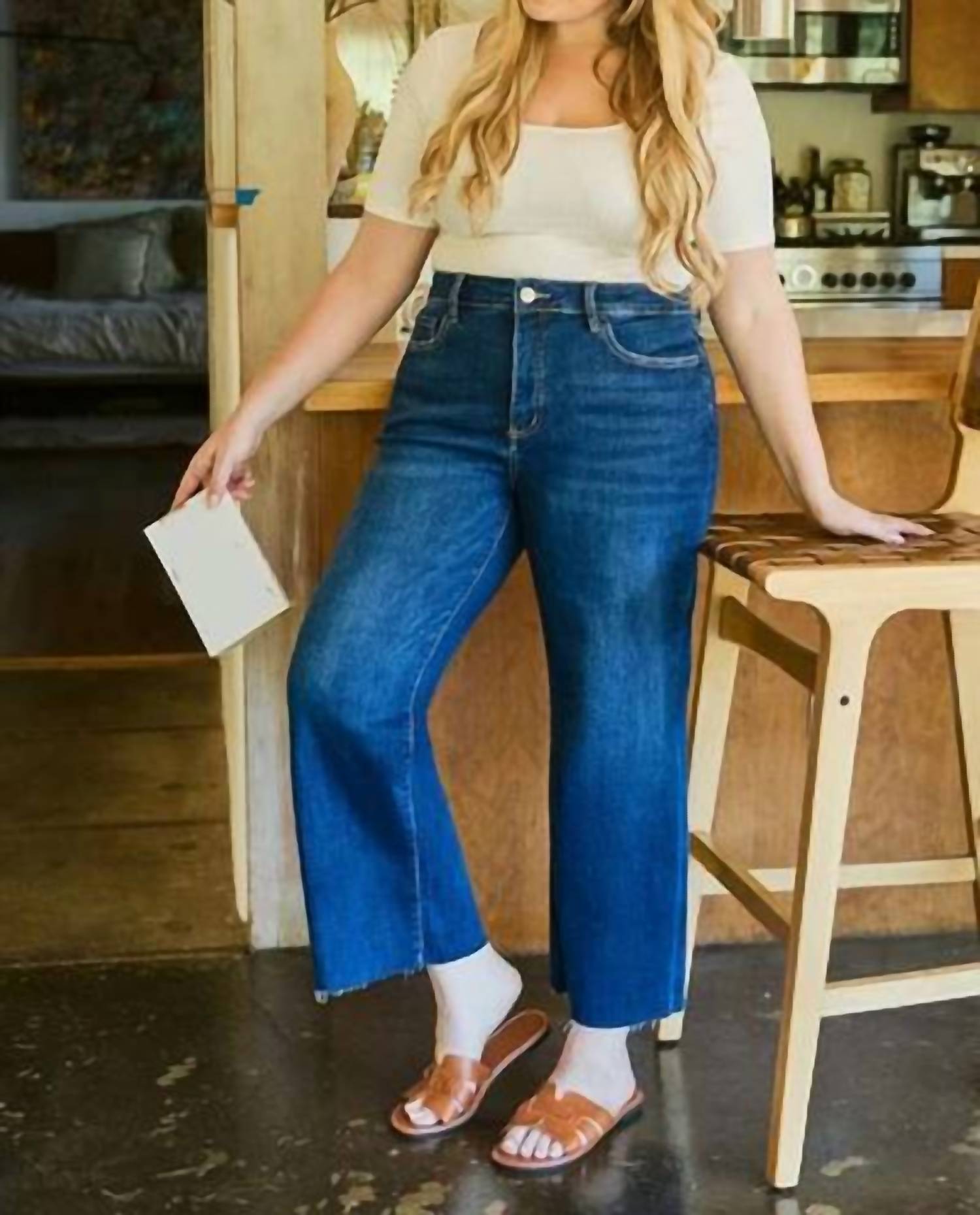 Vervet By Flying Monkey - Tummy Control Mid Rise Wide Leg Jeans