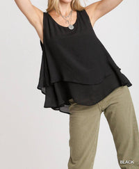 Posh - Sleeveless Layered Keyhole Back Top - Plus