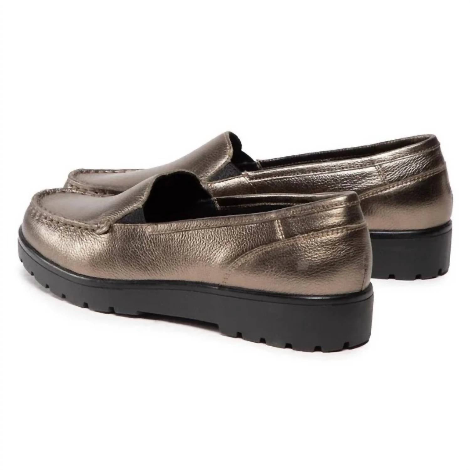 Ara Women's Dewitt Metallic Wedge Loafer in taiga metallic calf - women's flats - detail view