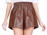 Joy Joy Riley Faux Leather Shorts in chocolate - women's shorts