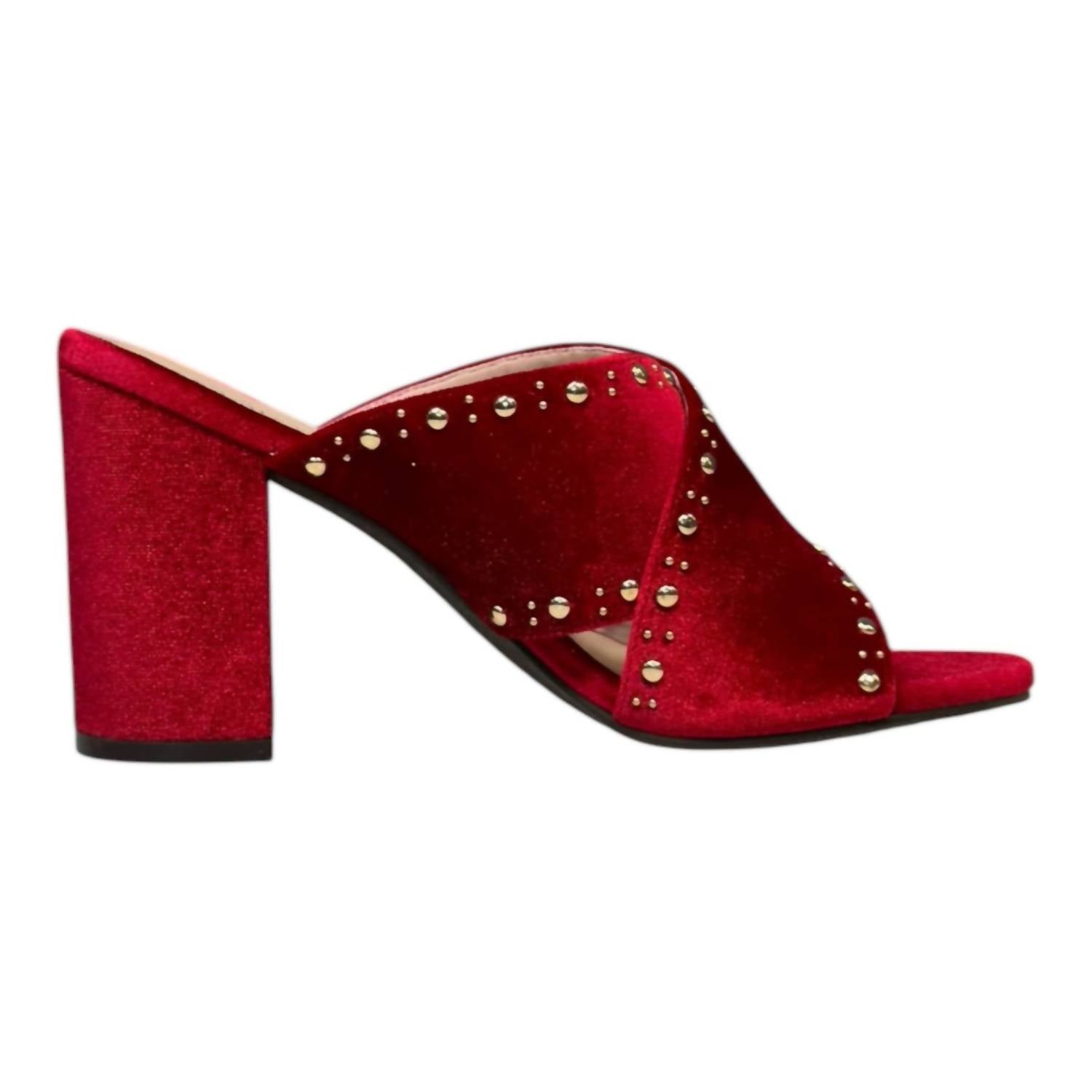 COLE HAAN Women's Gabby Studded Slip-on Sandals in red velvet - women's sandal - alternate view