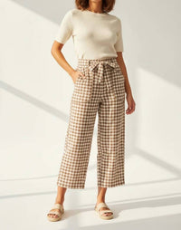 Anniewear - Soft Brushed Check Barrel Fit Utility Knit Pants