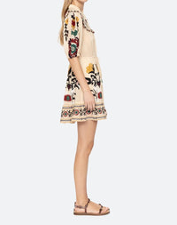 SEA Cassia Print Short Sleeve Dress in cream - women's dress - alternate view