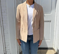 VIA MASINI Suede Blazer in tan - women's jacket