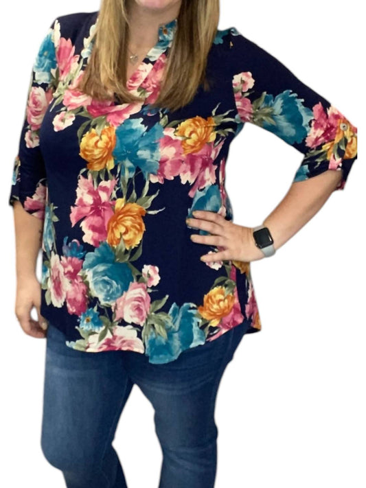 Honeyme - Floral Gabby Tunic Top