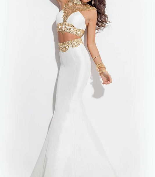 Rachel Allan - Beaded Two-piece Taffeta Mermaid Gown