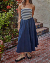 By Together - Drawstring Flare Midi Skirt