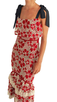 Just Me - Women's Flower Lace Ruffle Dress