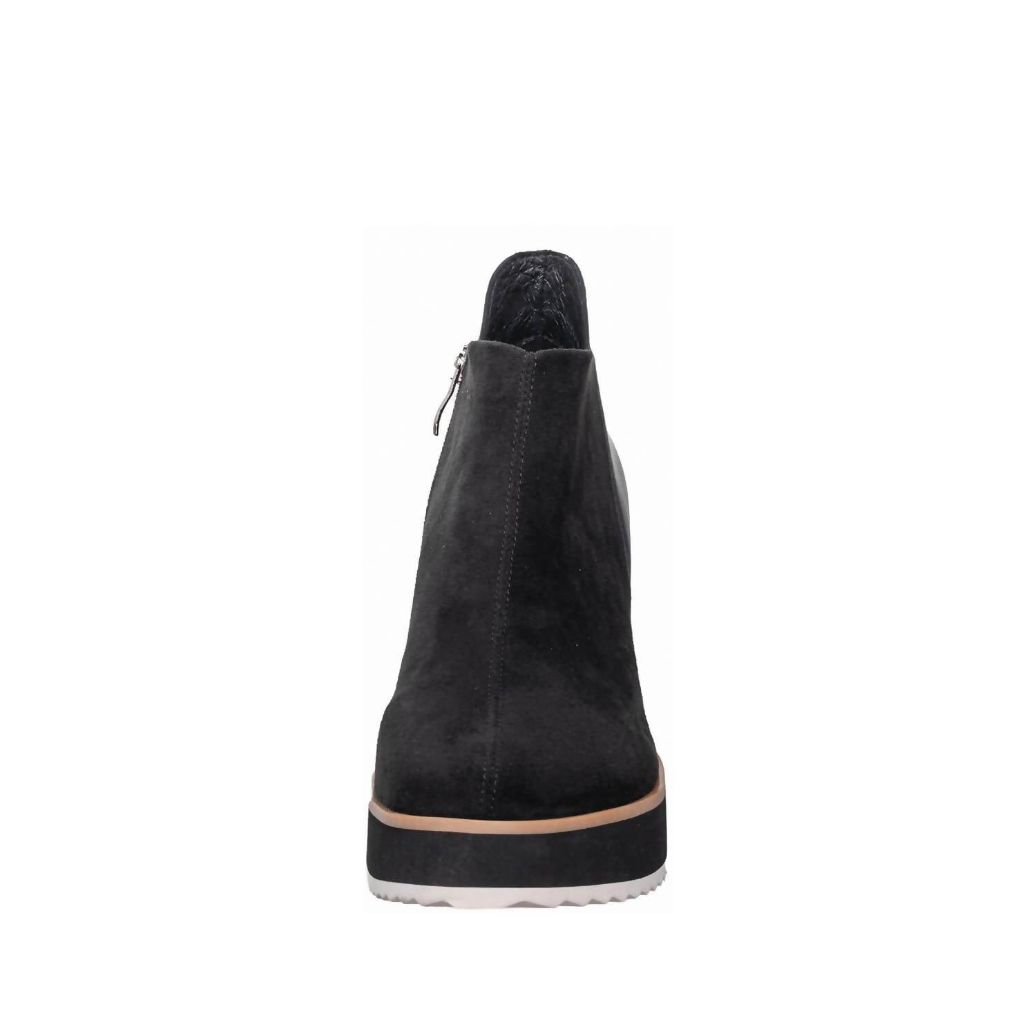 Antelope Women's Elastic Side Panel Suede Wedge Ankle Booties in black - women's shoe - view 4