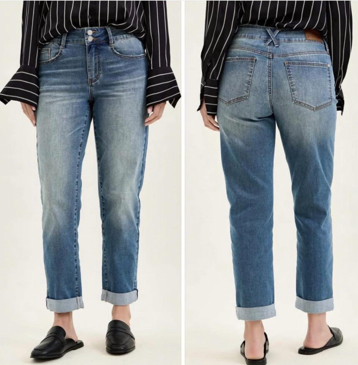Judy Blue - Double Button Cool Denim Boyfriend Jeans