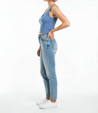 NIA Soft Touch Ribbed Cropped Tank Top in slate blue - women's tank top - alternate view