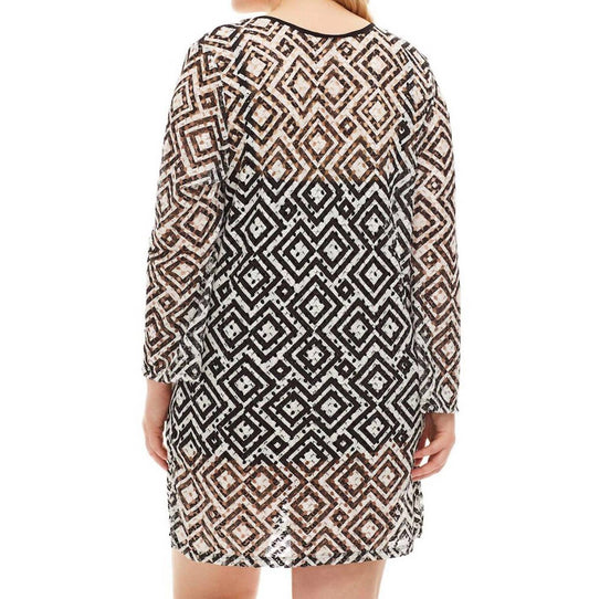 Always For Me - Plus Size Long Sleeve V-Neck Tunic Dress