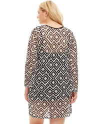 Always For Me - Plus Size Long Sleeve V-Neck Tunic Dress
