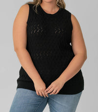 Minnie Rose - Cotton Cashmere Pointelle Tank Top - Plus