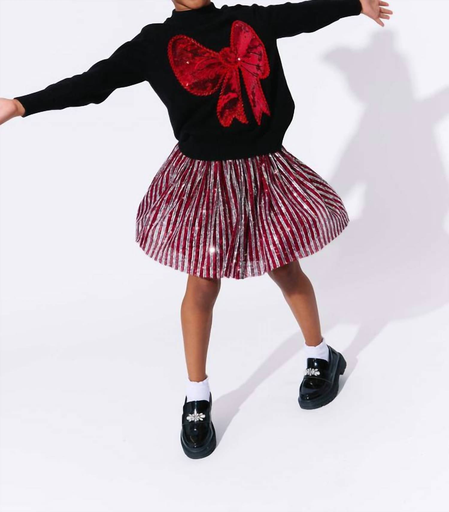 Lola + The Boys Big Bow Sweater in black - kids' sweater