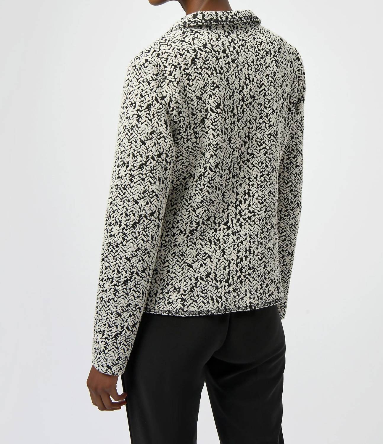 Joseph Ribkoff Abstract Jacquard Blazer Jacket in off white black - women's jacket - alternate view