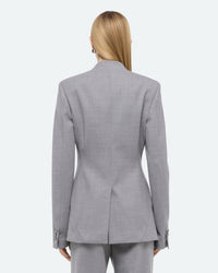 HELMUT LANG Shawl Apex Blazer in light grey melange - women's jacket - alternate view
