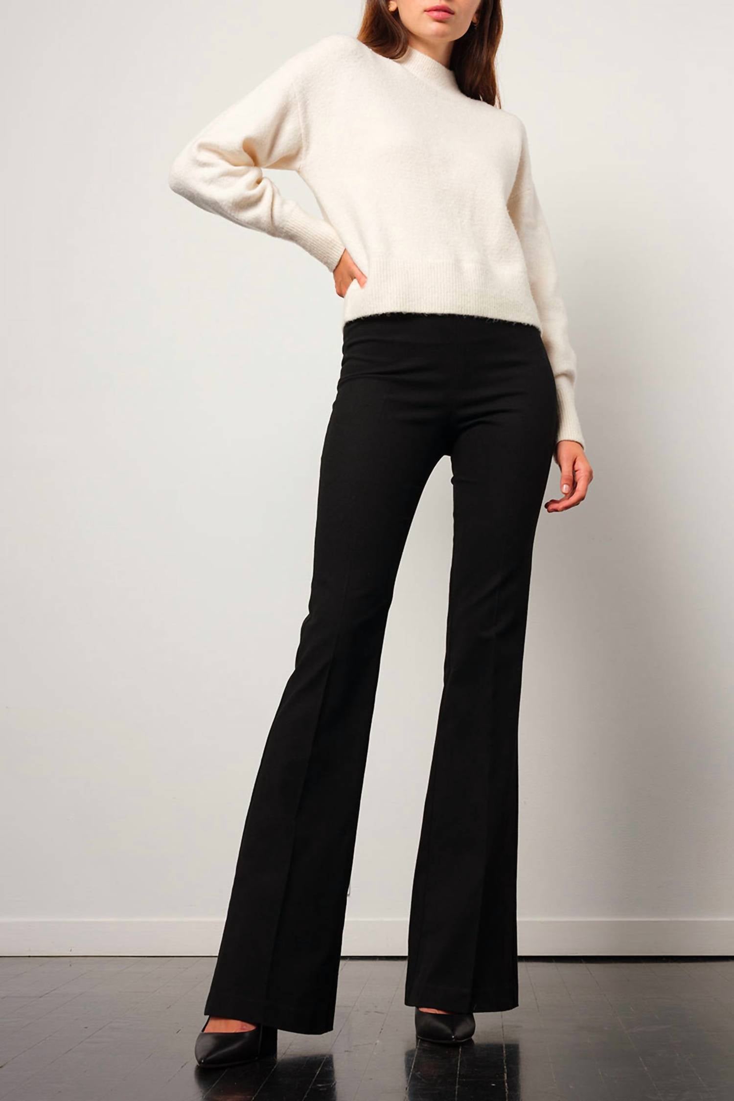 Avenue Montaigne Bellini Flannel Flare Pant in black - women's pants