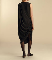 Marina Moscone - One-shoulder Asymmetrical Draped Midi Dress