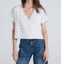 Askk Ny - Shrunken V-neck Stripe Tee