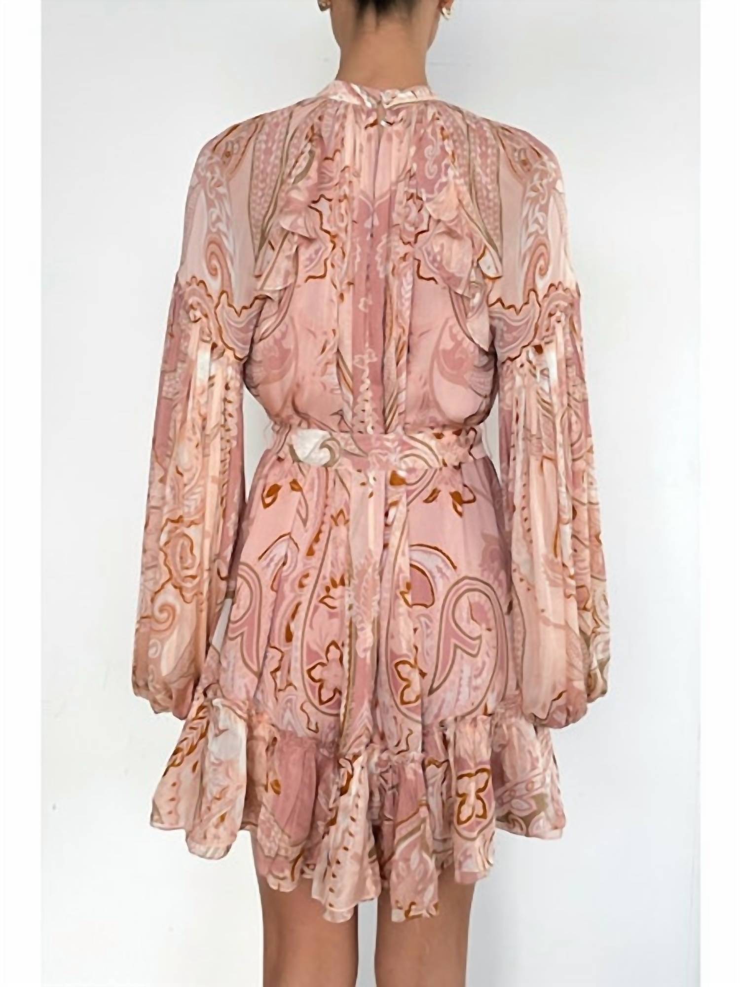 Hemant & Nandita - Ruffle Mini Dress With Tie Belt
