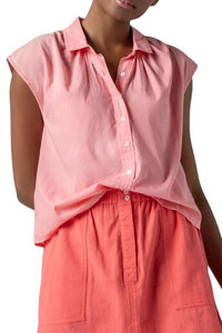 Lilla P Short Sleeve Button Down Top in shell - women's t-shirt