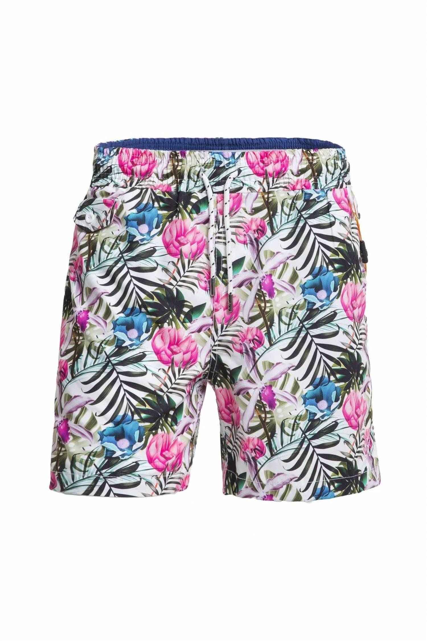 Eight X - Men's Tropical Flora Print Swim Trunks