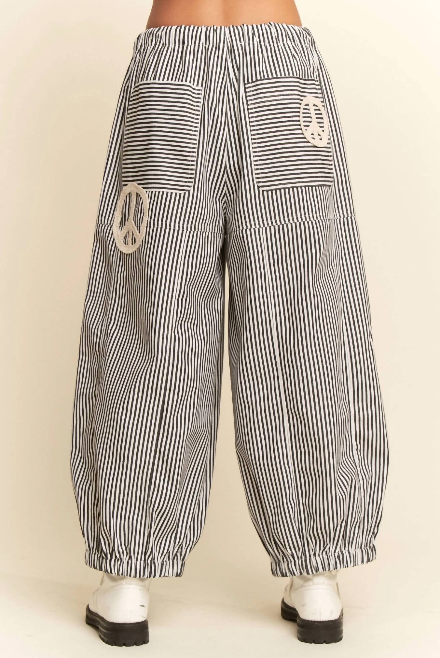 Davi & Dani - Peace Sign Pinstripe Palazzo Pants