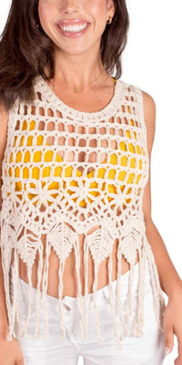 GIGI MODA Nikki Crochet Tank in beige - women's tank top - view 4