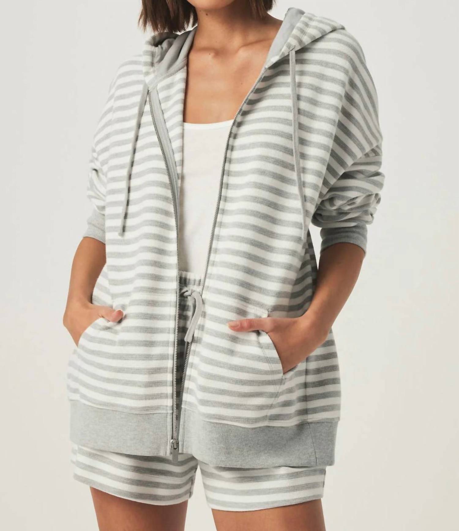 Splendid - Stripe Terry Zip Up Hoodie