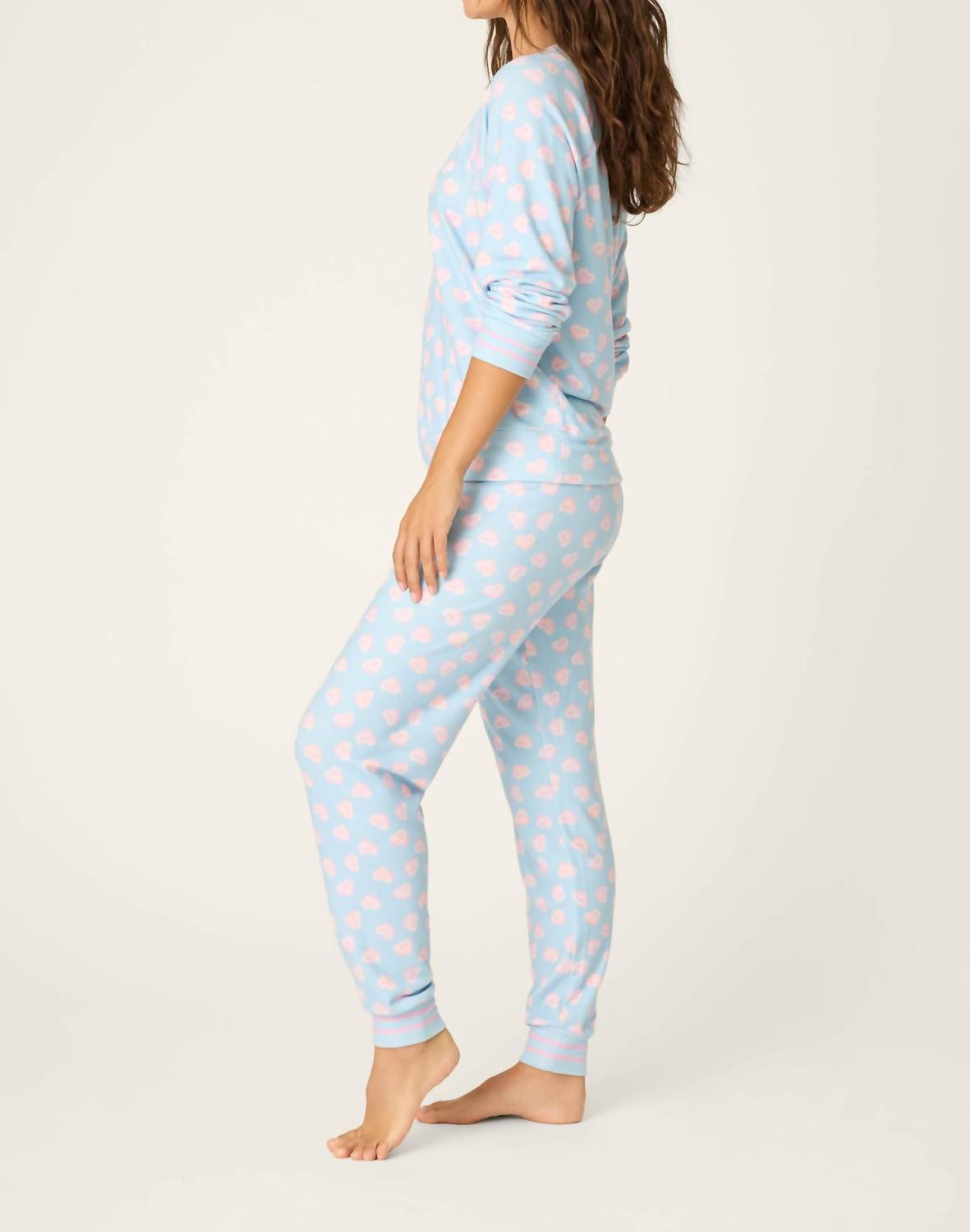 PJ Salvage Sweetheart Love Hearts Print Peachy Pj Set in blue haze - women's sleepwear - alternate view