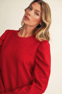 Jodifl - Puff Shoulder Textured Top