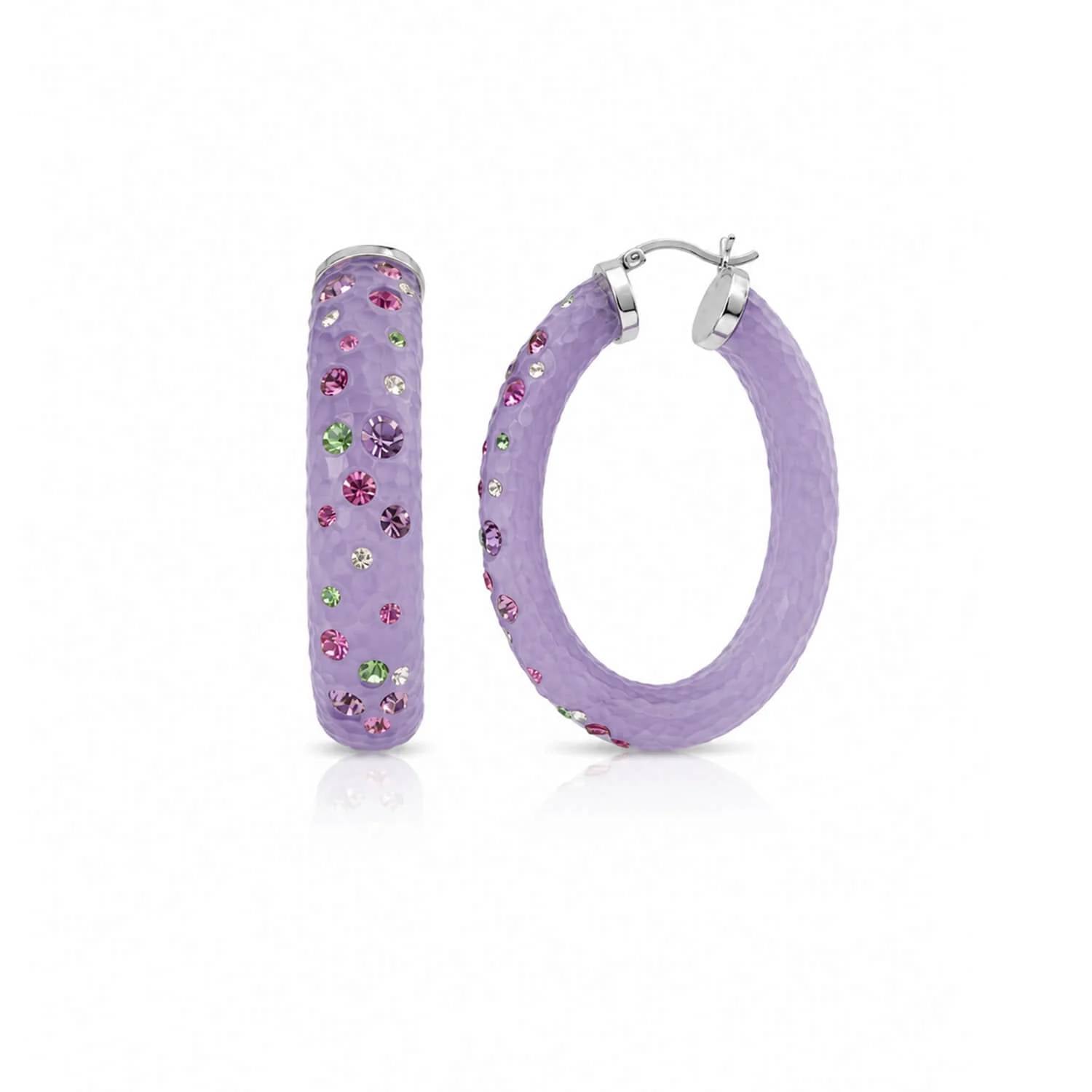 Gold & Honey - Women's Large Oval Confetti Hoop Earrings